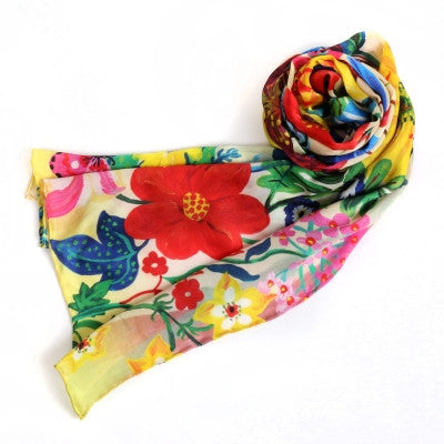 Fashion Silk Long Scarf Nathalie Lete Shawl Wrap - Fleurs des Champs
