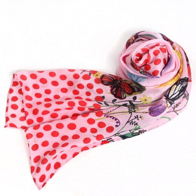 Fashion Silk Long Scarf Nathalie Lete Shawl Wrap - Flowers