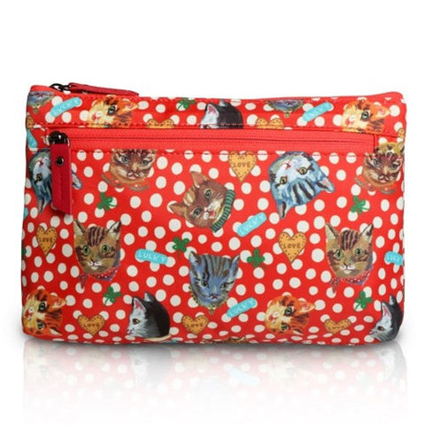 Nathalie Lete Flat Pouch - Dot and Cats Red