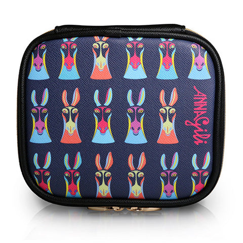 Square Cosmetic Pouch Anna Gili - Horse Navy