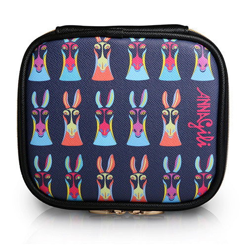 Square Cosmetic Pouch Anna Gili - Animals Signature Black