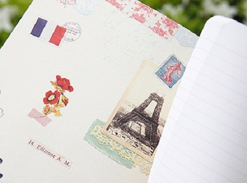 Vintage Collage Stitch Line Note (L) - Paris