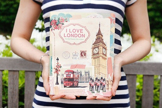 Vintage Collage Stitch Line Note (L) - London