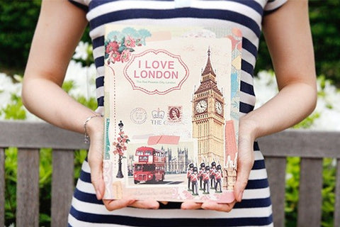 Vintage Collage Stitch Line Note (L) - London
