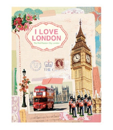 Vintage Collage Stitch Line Note (L) - London