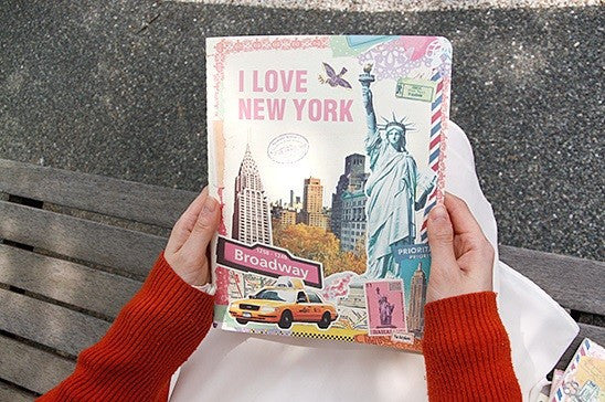 Vintage Collage Stitch Line Note (L) -New York