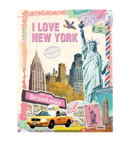 Vintage Collage Stitch Line Note (L) -New York