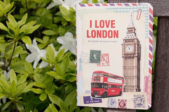 Vintage Collage Stitch Line Note (M) - London