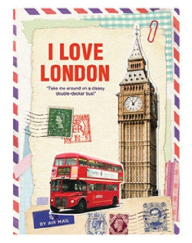 Vintage Collage Stitch Line Note (M) - London