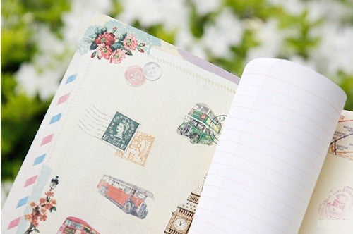 Vintage Collage Stitch Line Note (M) - London