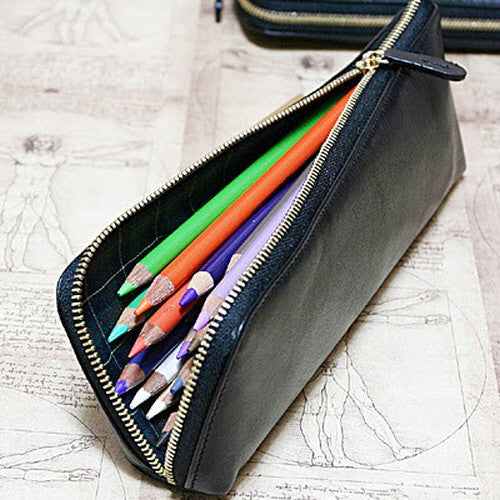 Leather Pencil Case - Black