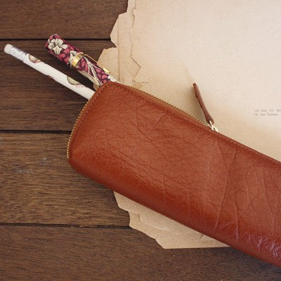 Leather Pencil Case - Brown