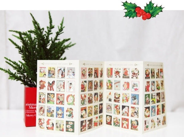 Vintage Christmas Stamp Stickers-Merry & Happy