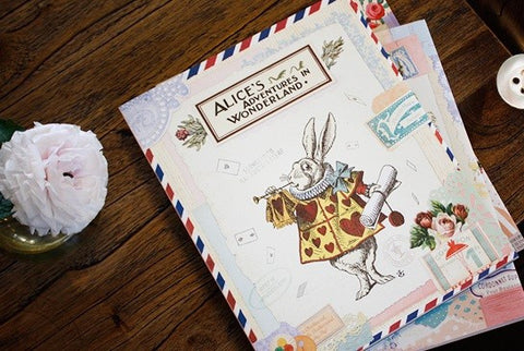 Vintage Collage Photo Album - Alice's Adventures In Wonderland - White Rabbit