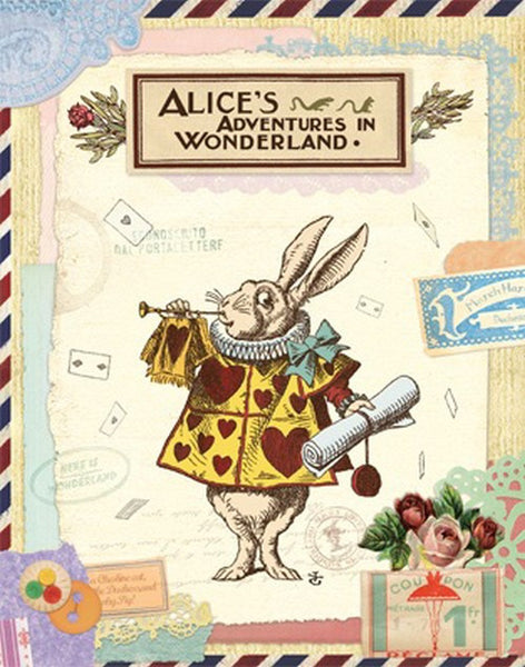 Vintage Collage Photo Album - Alice's Adventures In Wonderland - White Rabbit