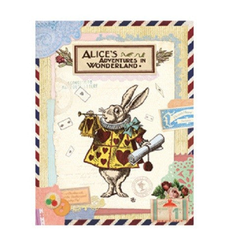 Vintage Collage Stitch Line Note (L) - Alice In Wonderland