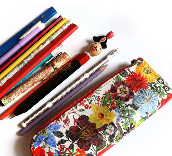 Nathalie Lete Pencil Pouch - Roses Navy