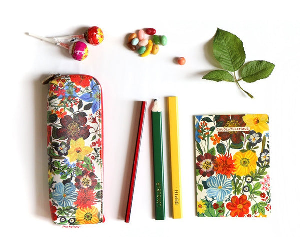 Nathalie Lete Pencil Pouch - Roses Navy