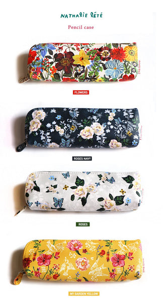 Nathalie Lete Pencil Pouch - Roses Navy