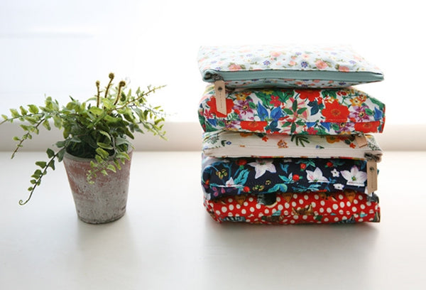 Nathalie Lete Flat Pouch - Floral Mint