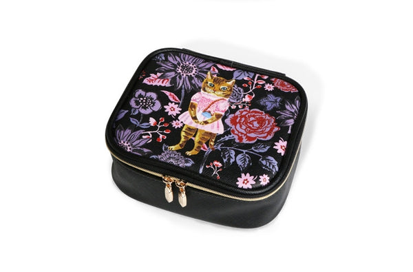 Square Cosmetic Pouch Nathalie Lete - Cat Black