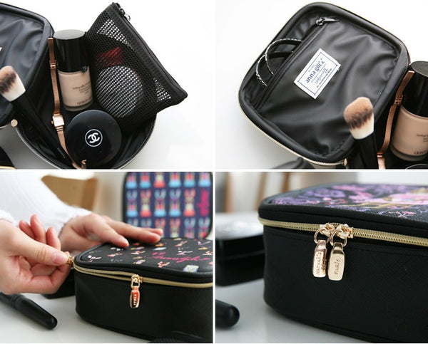 Square Cosmetic Pouch Anna Gili - Horse Navy
