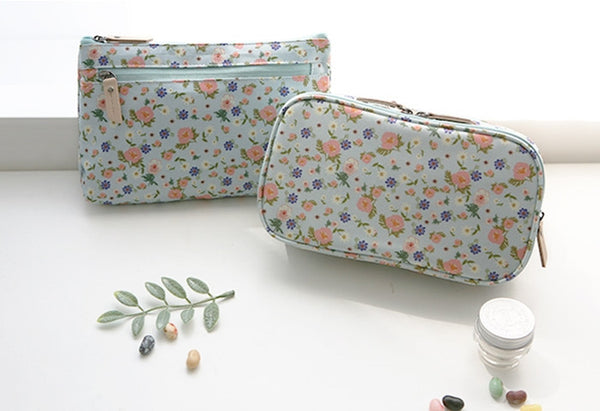 Nathalie Lete Flat Pouch - Floral Mint