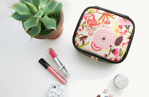 Square Cosmetic Pouch Nathalie Lete - Garden Beige