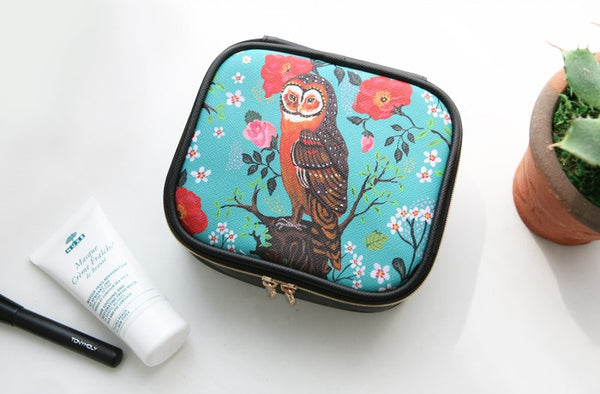 Square Cosmetic Pouch Nathalie Lete - Owl Mint