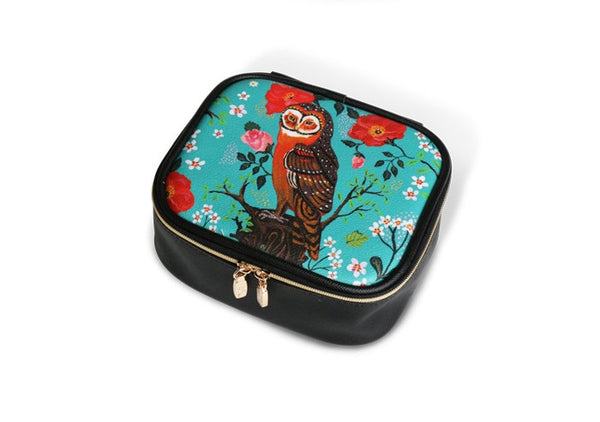 Square Cosmetic Pouch Nathalie Lete - Owl Mint