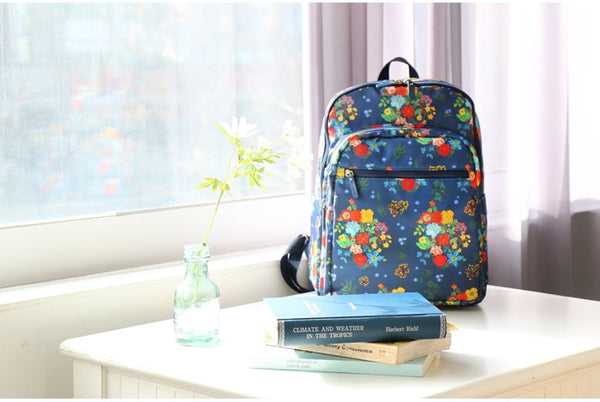 Paris Garden Backpack Big Bouquet Navy - Nathalie Lete