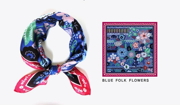 Fashion Silk Petit Square Scarf Nathalie Lete Shawl Wrap - Roses